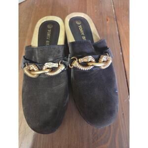 Tory Burch Jessa Suede Clogs - Chocolate Brown Womens Size 5 1/2 M